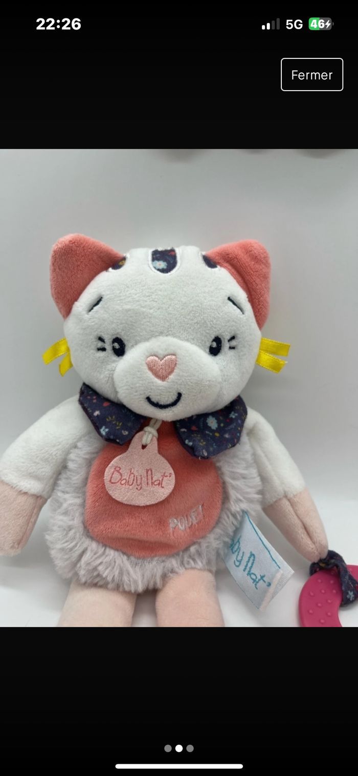 Doudou babynat chat pollen - photo numéro 2