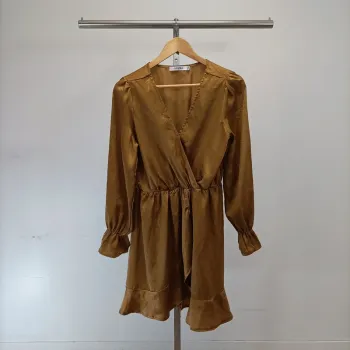 Robe cache-cœur Jubilee Ocre Dorée, Manches longues - S/M - Viscose