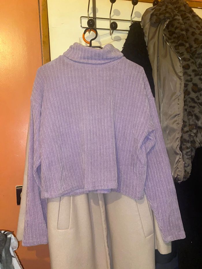 Pull col roulés couleur Lila