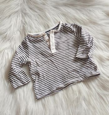 Tee-shirt marinière manches longues à rayures coton biologique Kiabi 69-72 cm