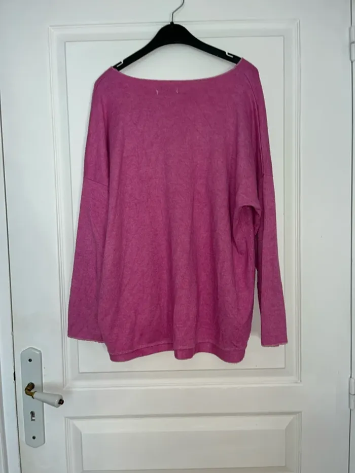 Pull étoile femme rose Col V - photo numéro 2