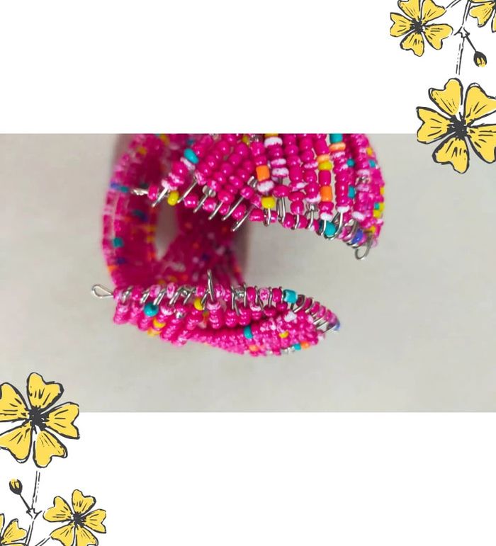 Bracelet large perles fuchsia multicolores – Collection Nuances de Rose - photo numéro 4