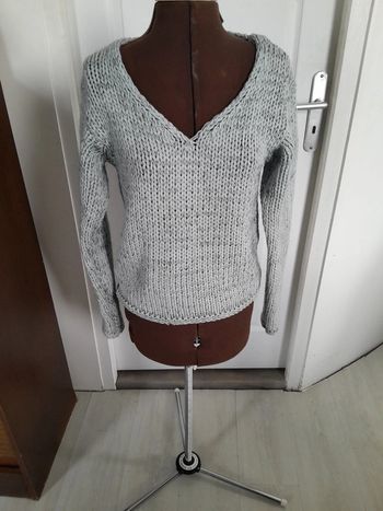 Joli pull bleu gris terre & mer taille 36 laine, mohair, acrylique