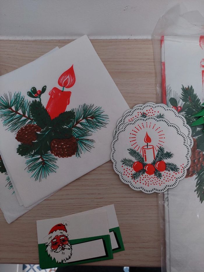 Set nappe de noel en papier vintage kitsch - photo numéro 5