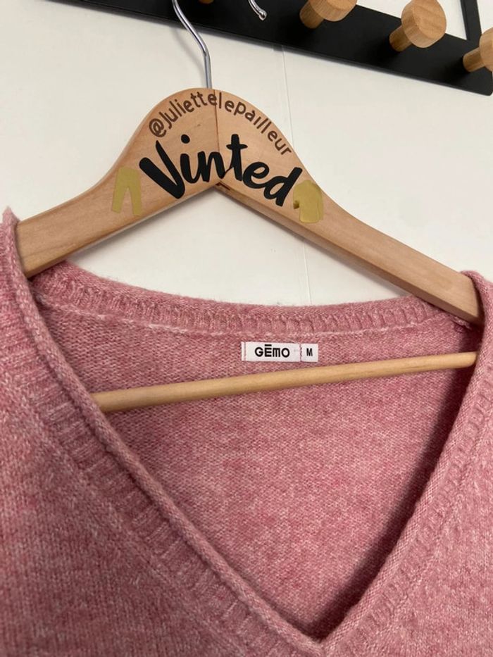 Pull col V rose Gémo Taille M - photo numéro 4