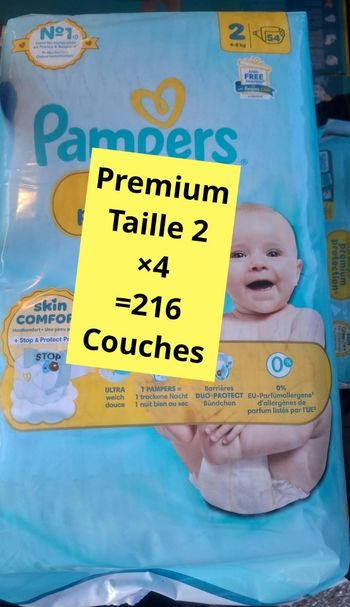 4  paquets couches pampers premium taille 2