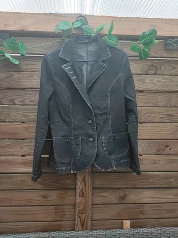 Veste jean gris noir
