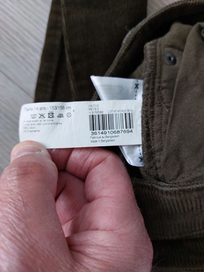 Pantalon velours Monoprix taille 14 ans - photo numéro 4