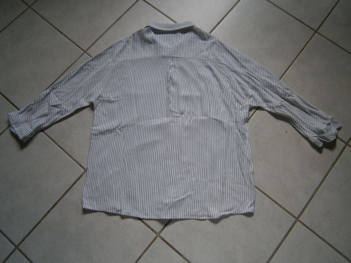 Chemisier ML blanc rayé violet PROMOD Taille 40 - photo numéro 7
