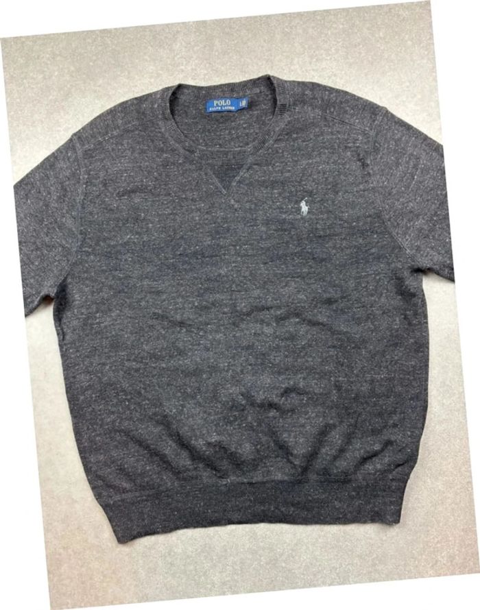 Pull sweat crewneck gris foncé/noir logo gris col rond Ralph Lauren - photo numéro 2