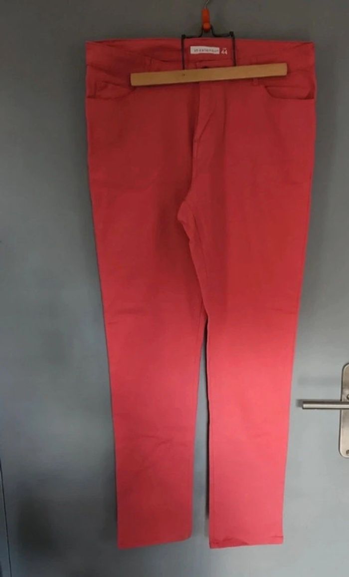 Jeans droit In Extenso rose taille 44- taille haute