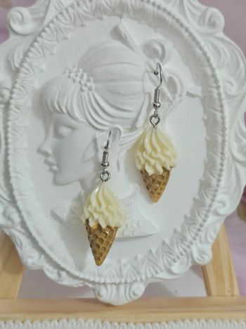 Boucles d oreilles en forme de cornet de glace en acier inoxydable