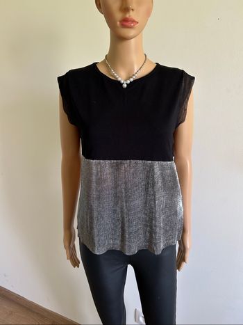Blouse noire et argentée sans manches Morgan taille XS jamais portée