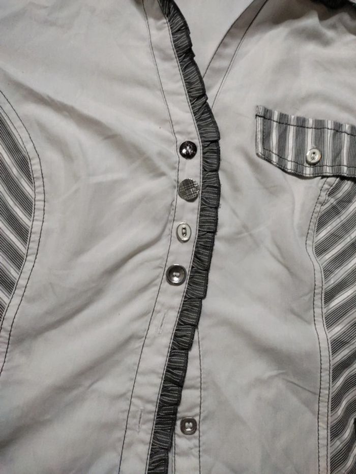 Chemise manches longues blanc et gris argenté rayures Patrice bréal taille 38 - photo numéro 3