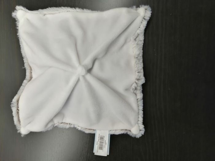 DOUDOU PLAT BABY NAT' OURS FLOCONS beige marron chiné blanc carré - photo numéro 2