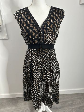 Robe bariolée noire et beige Patrice Bréal T40 L