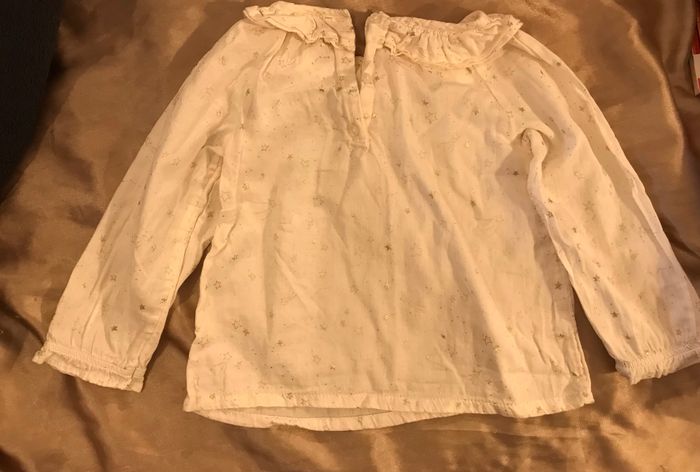Blouse fille beige à motifs doré TAO taille 23 mois - photo numéro 6