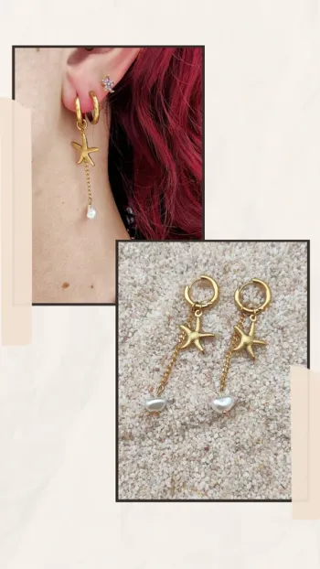 Boucles d’oreilles Nérée - acier inoxydable doré