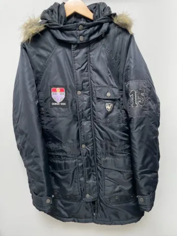 Serge Blanco vintage black coat hoodi Mens L