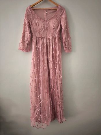 Robe longue a paillettes rose en tulle taille M neuve