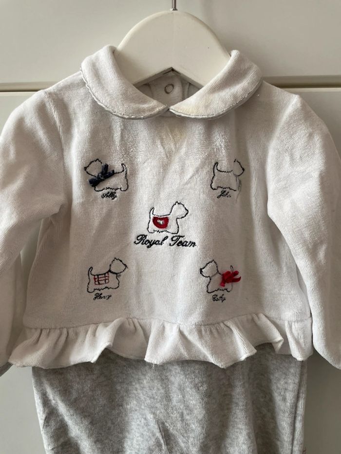Grenouillère pyjama bébé fille blanc gris 6 9 mois - photo numéro 2