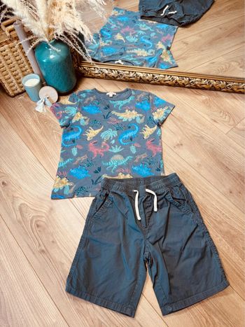 Taille 7-8 ans ensemble 2 pièces été garçon Dpam Kiabi gris multicolore * Dino * 💚