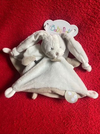 🇫🇷 Doudou Plat Lapin Cape Gris Beige Les Toudoux BabyNat 100 % Neuf