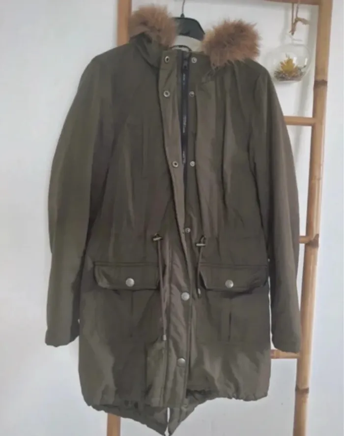Veste Parka kaki avec capuche fourrure taille S