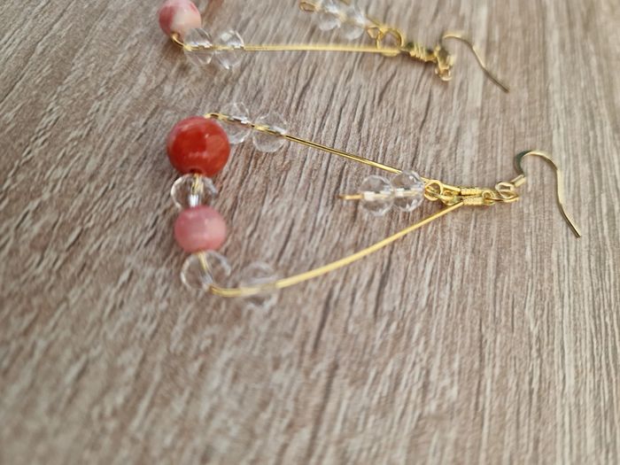 Boucles D'oreilles Cornaline Cristal Acier - photo numéro 9