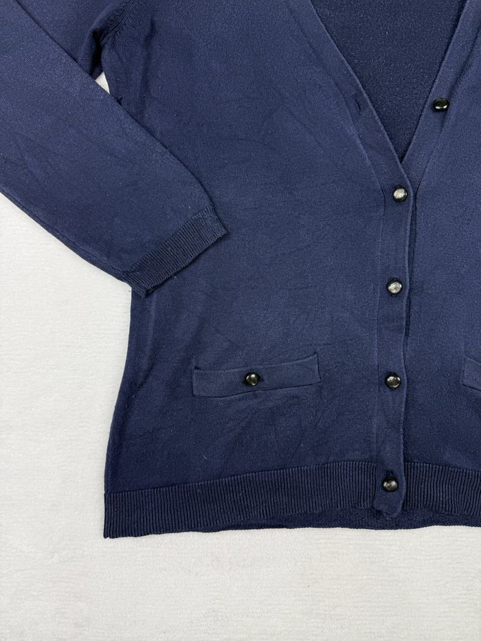 Gilet en soie bleu marine Ralph Lauren femme taille P / XS Cardigan élégant #02425 - photo numéro 3