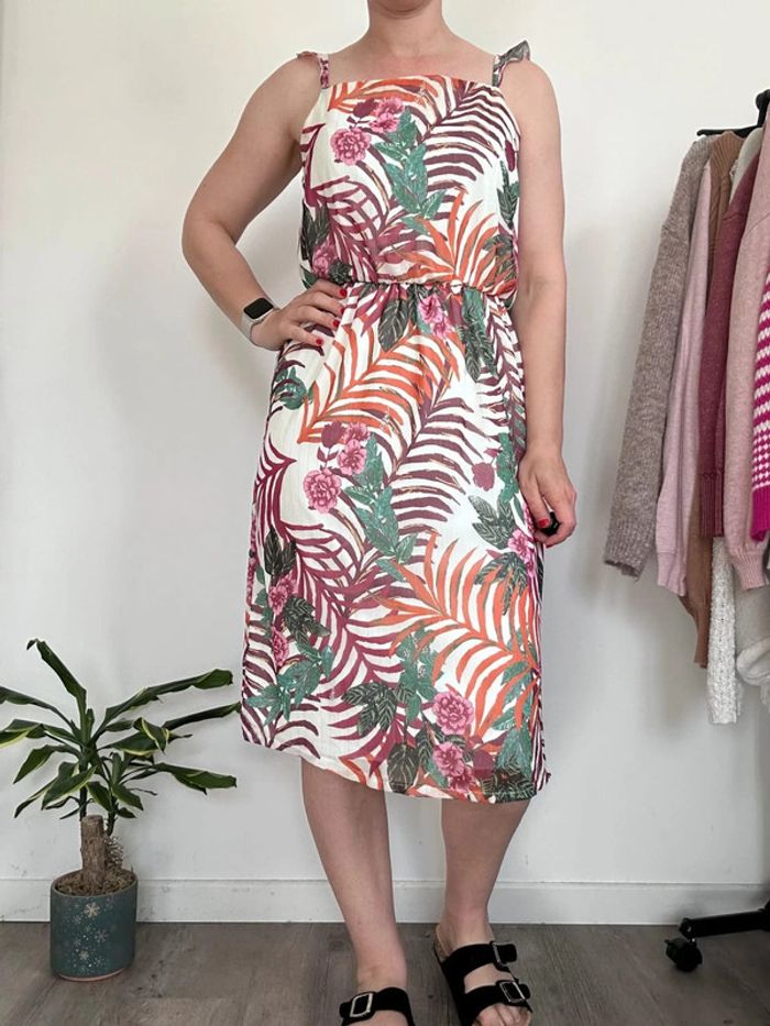 Gémo Robe été tropical rose, vert et blanc – Taille 38 – Très bon état - photo numéro 2