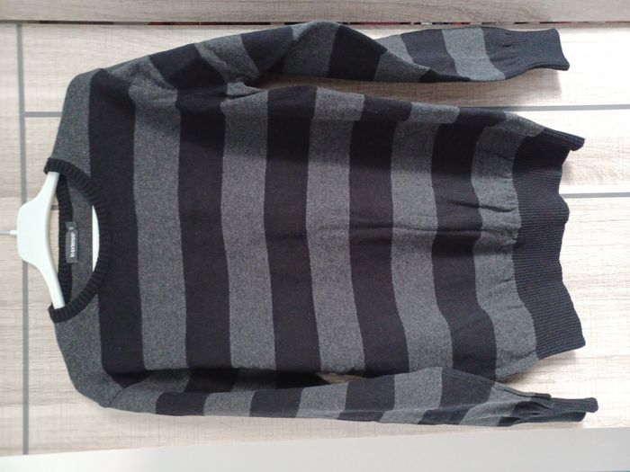 Pull garçon 12 ans in extenso rayé noir