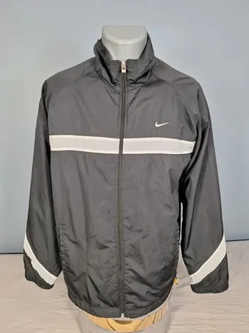 Nike Vintage Track Jacket Noire – Logo Brodé – Taille L (560)