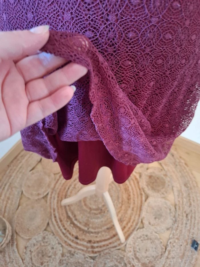Robe Bordeaux en dentelle Jennyfer taille XS 34 - photo numéro 4