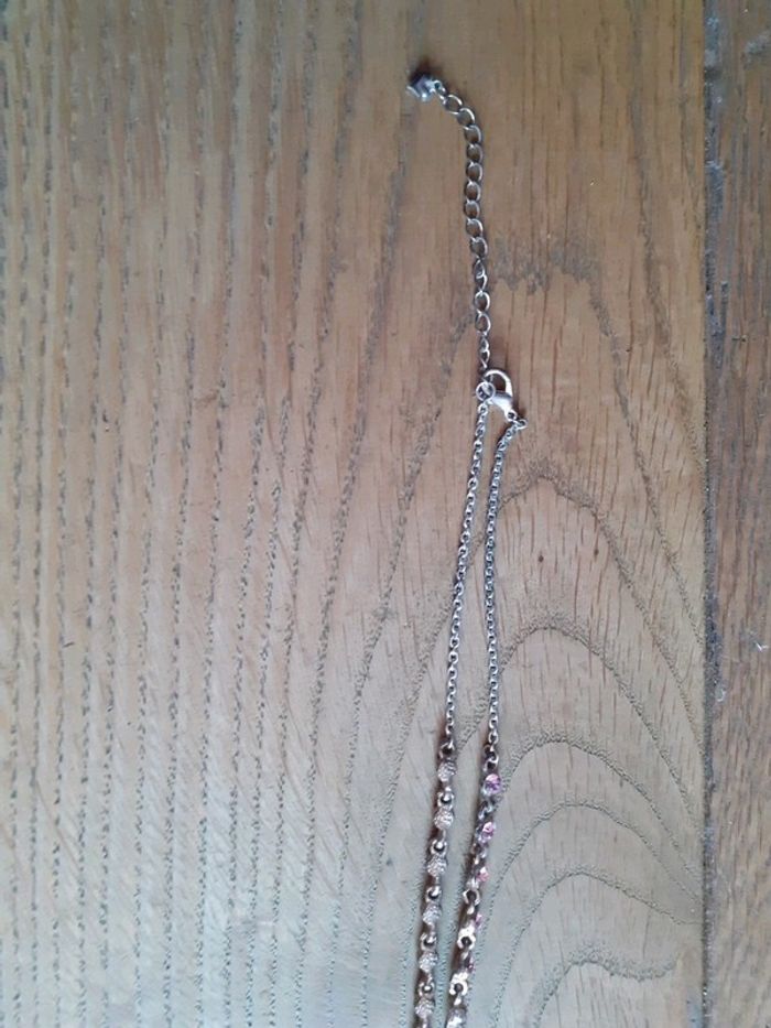 Neuf Collier en Y pierres taillées scintillantes rose - photo numéro 4