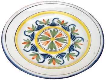Assiette XIXème  Lunéville  Faïence polychrome à décor floral
