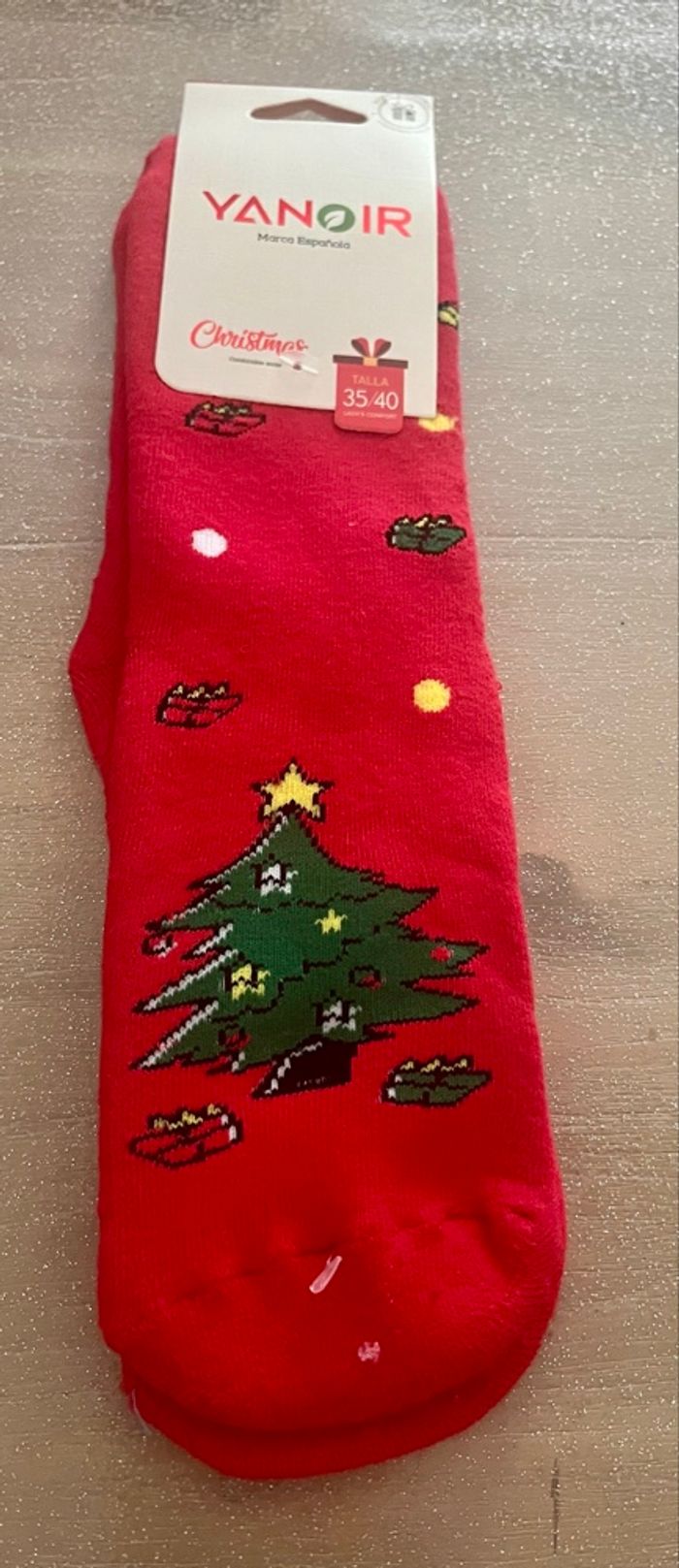 Chaussettes sapin de Noël anti dérapantes