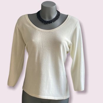 Pull acrylique couleur écru 46/48 In Extenso, 46,XXXL, écru, pull, col rond, femme, manche longue, m