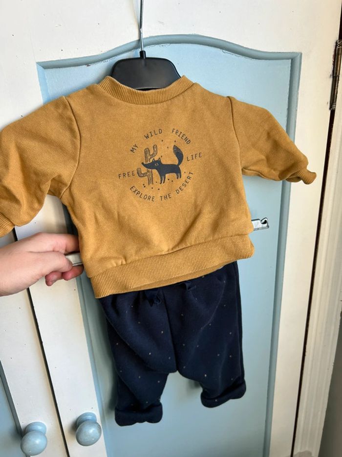 Ensemble 2 pièces, molletonné, kiabi,1 mois