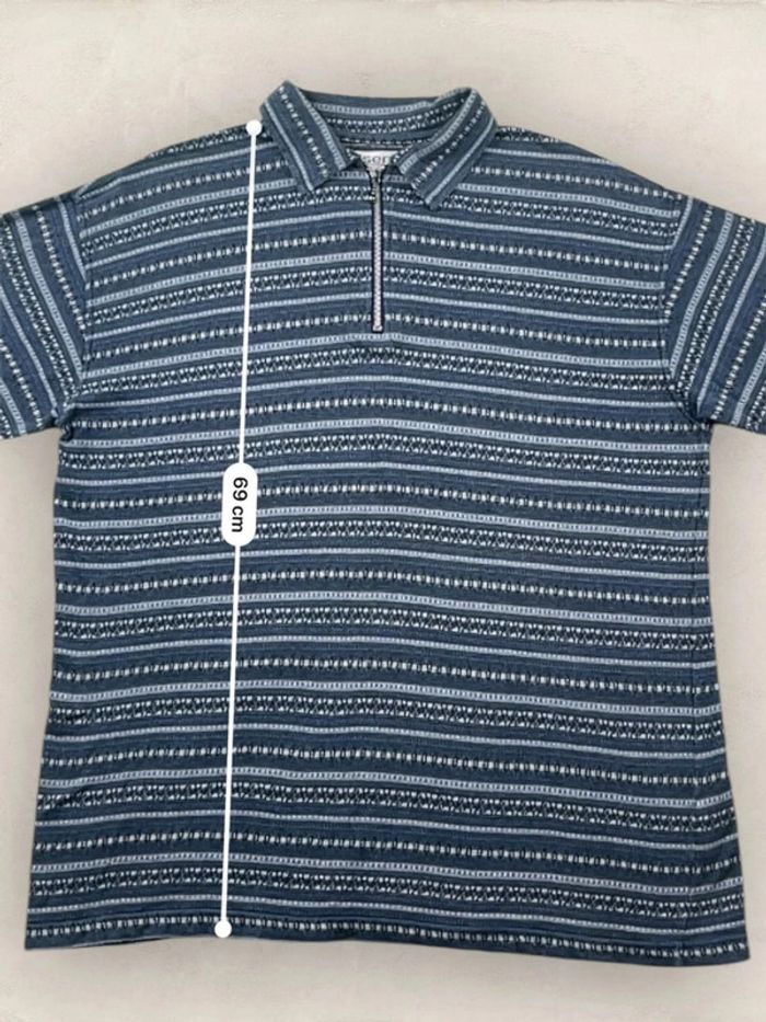 Polo manches longues, pull fin, bleu, S (687) - photo numéro 6