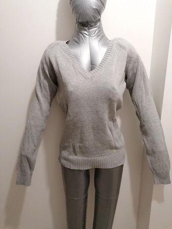 Pull col V Etam (gris), L / 40 / 12