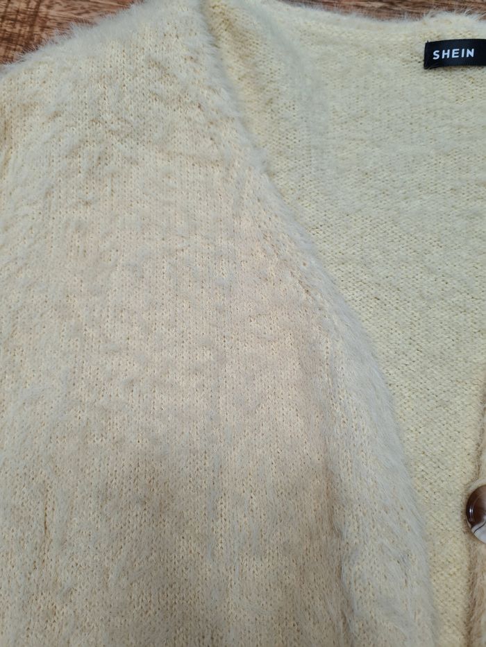 Gilet cardigan court en poil crème taille M - photo numéro 3