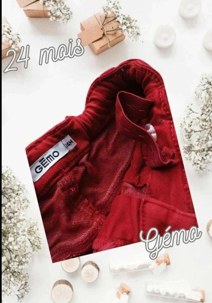 Pantalon bordeaux  Gemo  garçon 24 mois - photo numéro 2