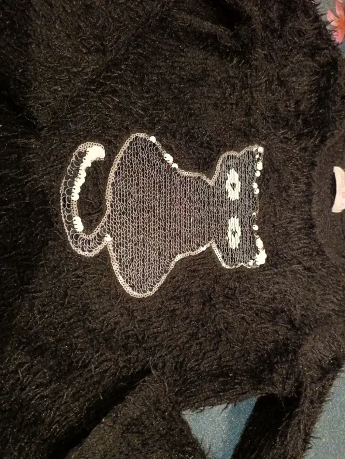 Pull chat sequin - photo numéro 3
