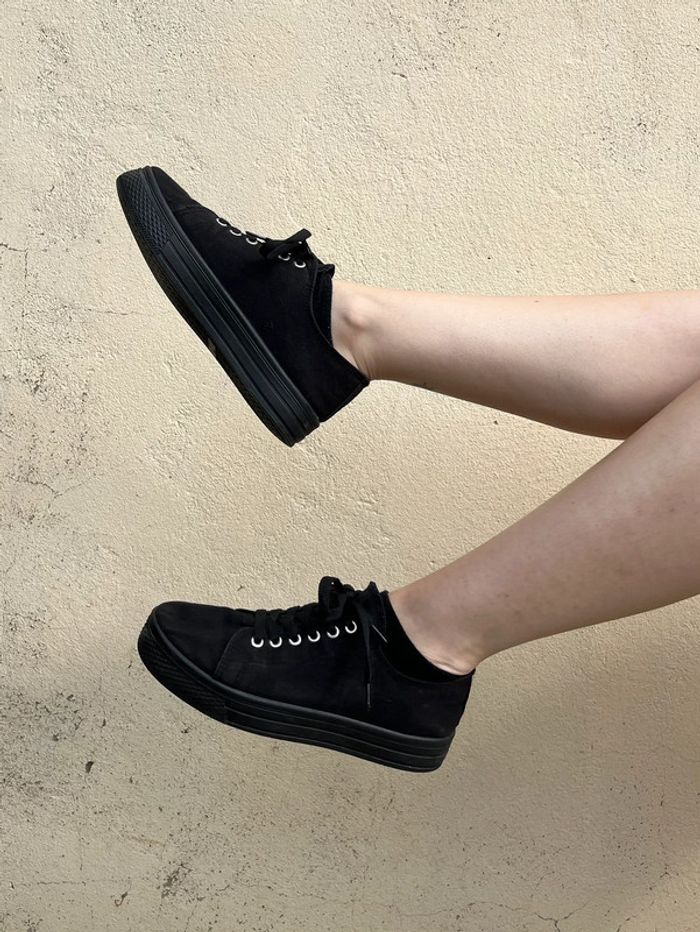 Chaussures baskets de villes noir avec plateforme - photo numéro 2