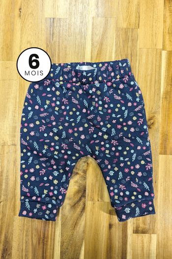 Pantalon chaud bleu et doré - bébé fille 6 mois