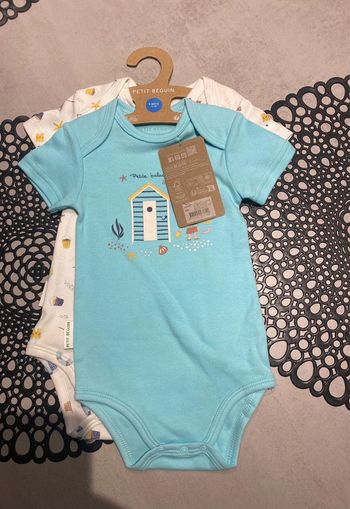 Bodies lot de 2 garçon 9 mois Petit Béguin