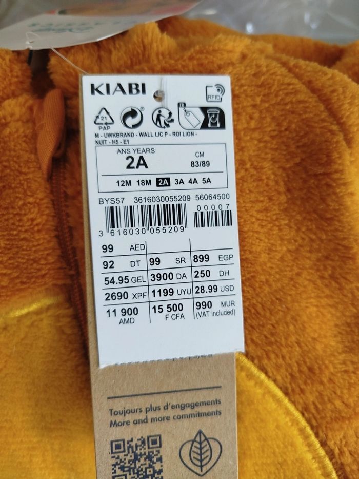 Pyjama Simba 2 ans 83-89 cm neuf - photo numéro 4