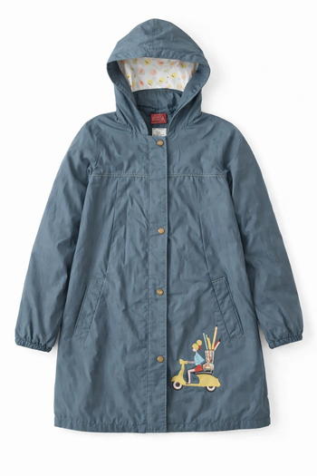 Coupe vent long / imperméable à capuche, fille, 8 ans. LCDP