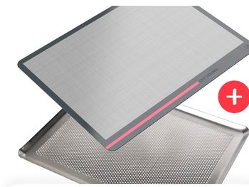 lot plaque aluminium perforée 40x30 cm + toile de cuisson 40x30